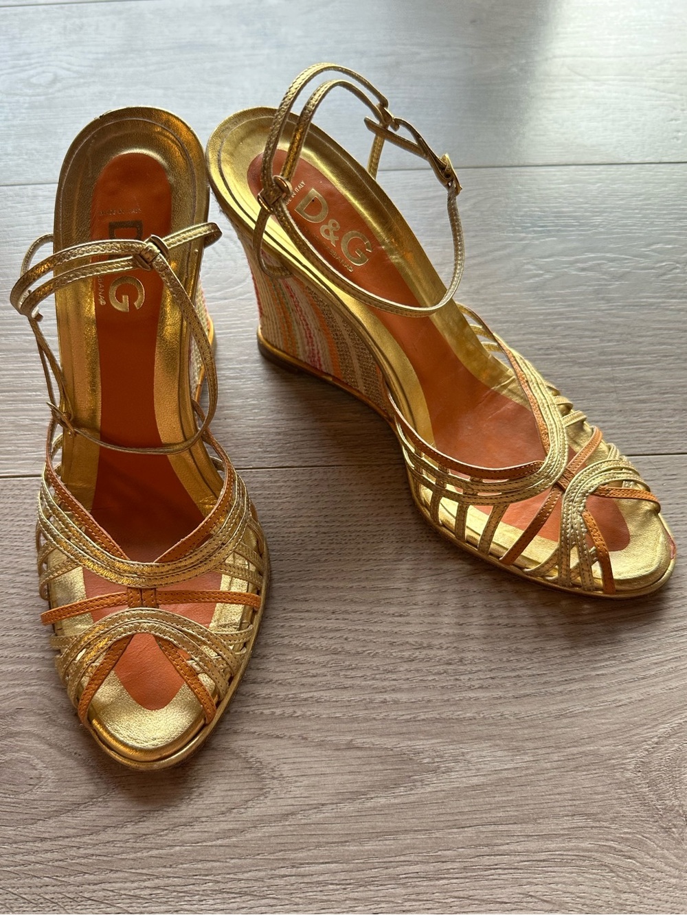 Vintage Y2K Dolce & Gabbana Strappy Wedge Sandals